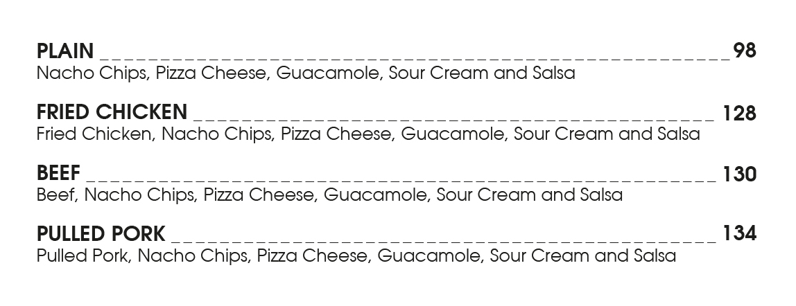 Nachos Menu